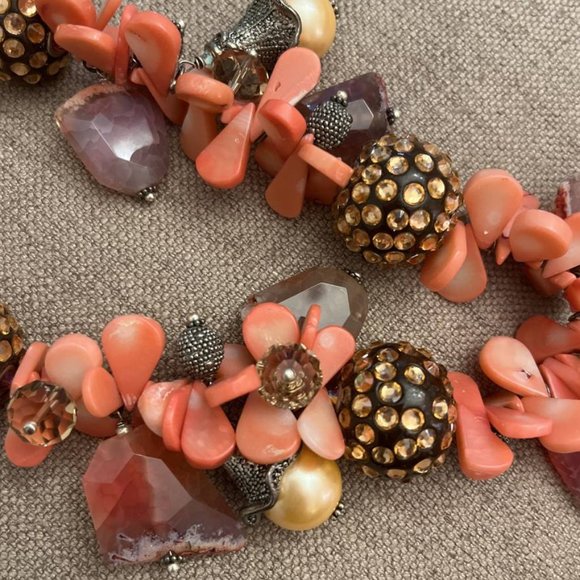 Beaded Necklace w/ Rhinestones - Picture 2 of 3